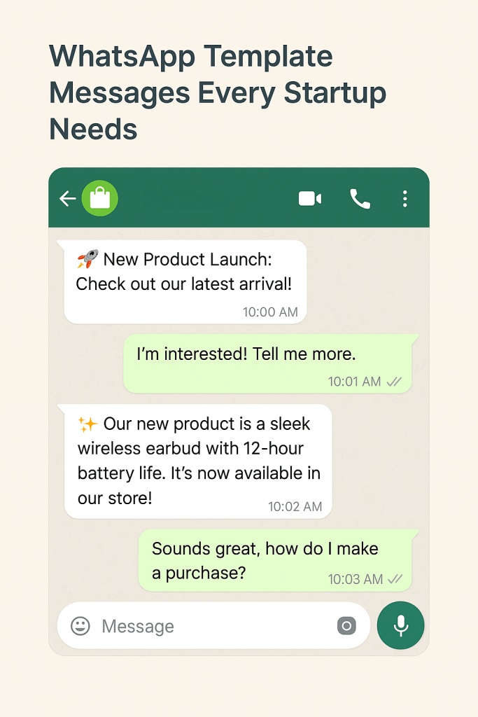 WhatsApp promotional template messages for e-commerce startup.
