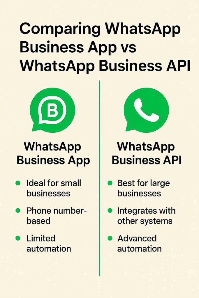 Companring Whatsapp Business App and WhatsApp Business API to automate messages for business.